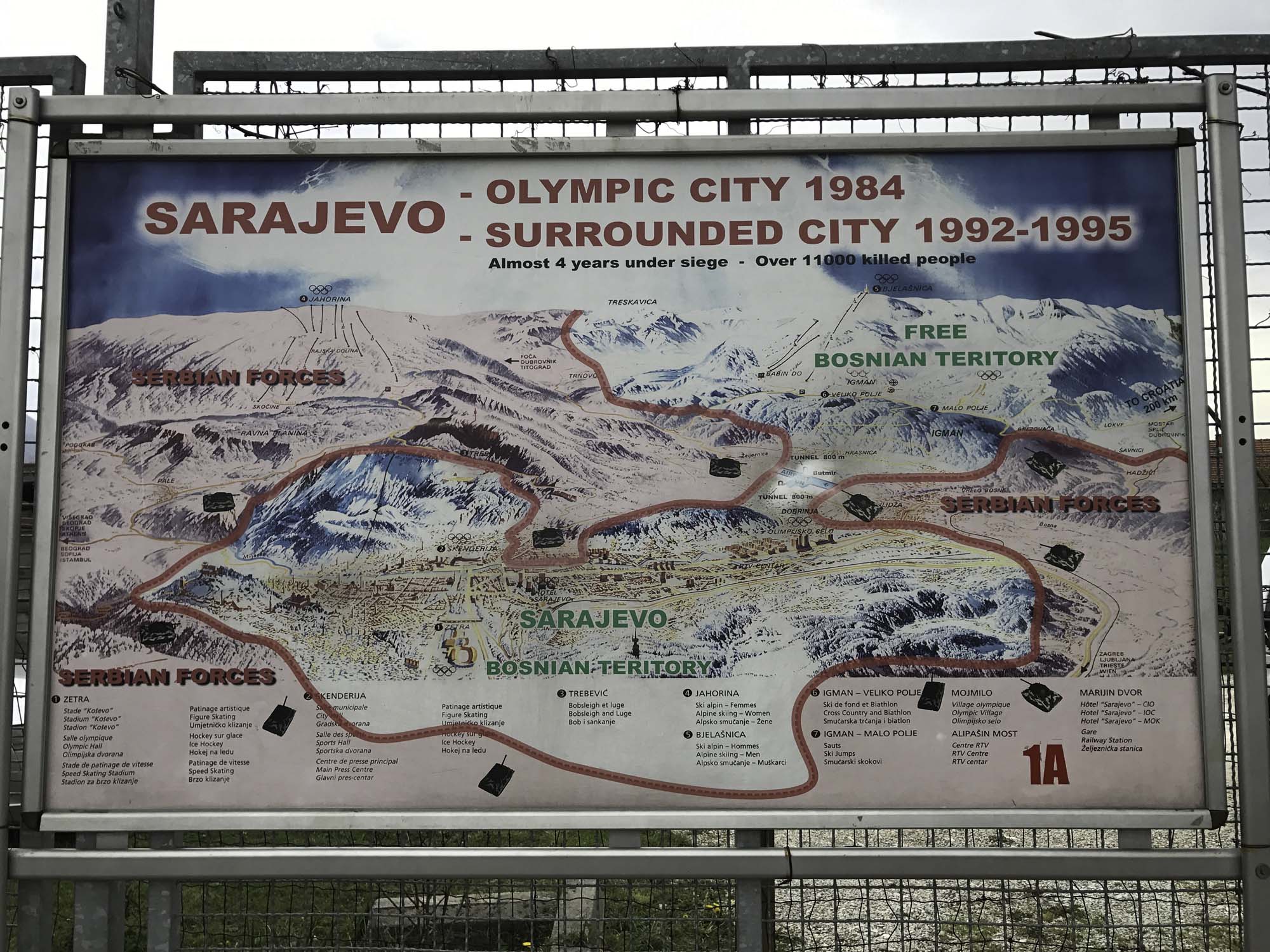 Überischtskarte des belagerten Sarajevos
